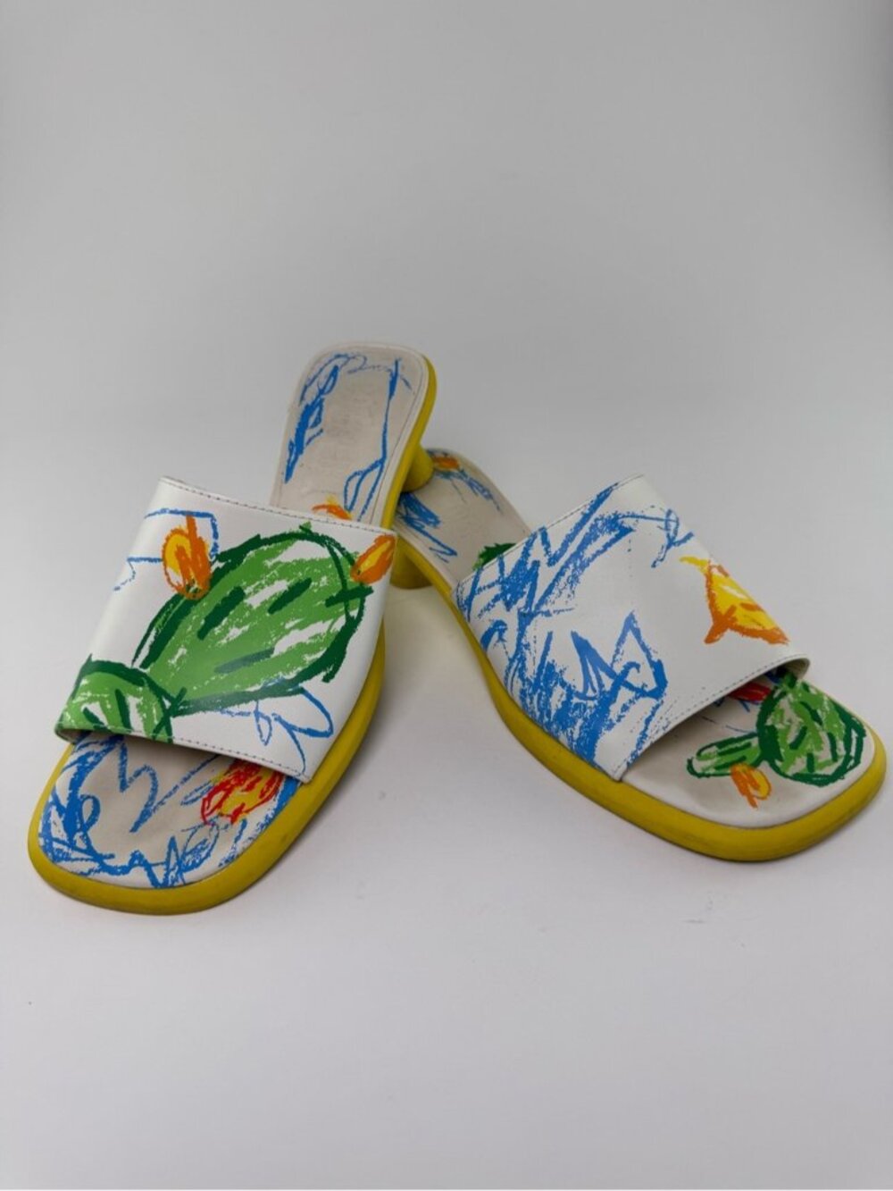 Camper Twins Printed Leather Slide Mule Sandals Size EU 38 = Women’s US 7.5 - Picture 11 of 16
